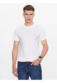 Guess T-Shirt M2YI36 I3Z14 Biały Slim Fit. Kolor: biały. Materiał: bawełna