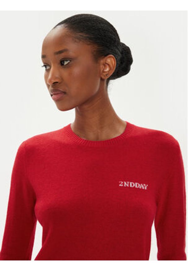 2NDDAY Sweter Lance TT 2244340408 Czerwony Regular Fit. Kolor: czerwony. Materiał: wełna