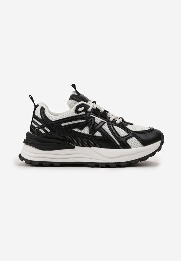 Renee - Czarne Sneakersy na Platformie z Wstawkami z Siateczki Epionna. Kolor: czarny. Obcas: na platformie