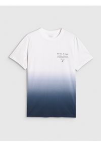 4f - 4F T-shirt regular z nadrukiem męski - granatowy S. Okazja: na co dzień. Kolor: niebieski. Materiał: tkanina, bawełna. Wzór: nadruk. Styl: casual