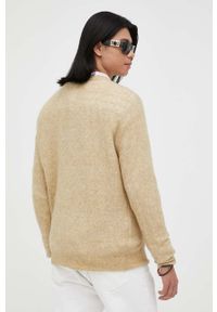 AMERICAN VINTAGE - American Vintage sweter wełniany męski kolor beżowy lekki. Kolor: beżowy. Materiał: wełna. Wzór: gładki. Styl: vintage #3