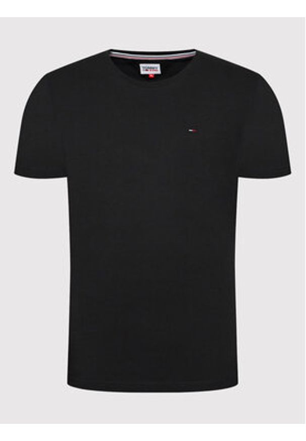 Tommy Jeans T-Shirt DM0DM04411 Czarny Slim Fit. Kolor: czarny. Materiał: bawełna