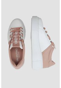 Valentino by Mario Valentino - VALENTINO Biało-różowe sneakersy Baraga S Sneaker Lace-U. Kolor: biały. Materiał: skóra