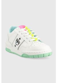 Chiara Ferragni sneakersy skórzane CF3112_009 kolor biały CF1 LOW. Nosek buta: okrągły. Zapięcie: sznurówki. Kolor: biały. Materiał: skóra #2