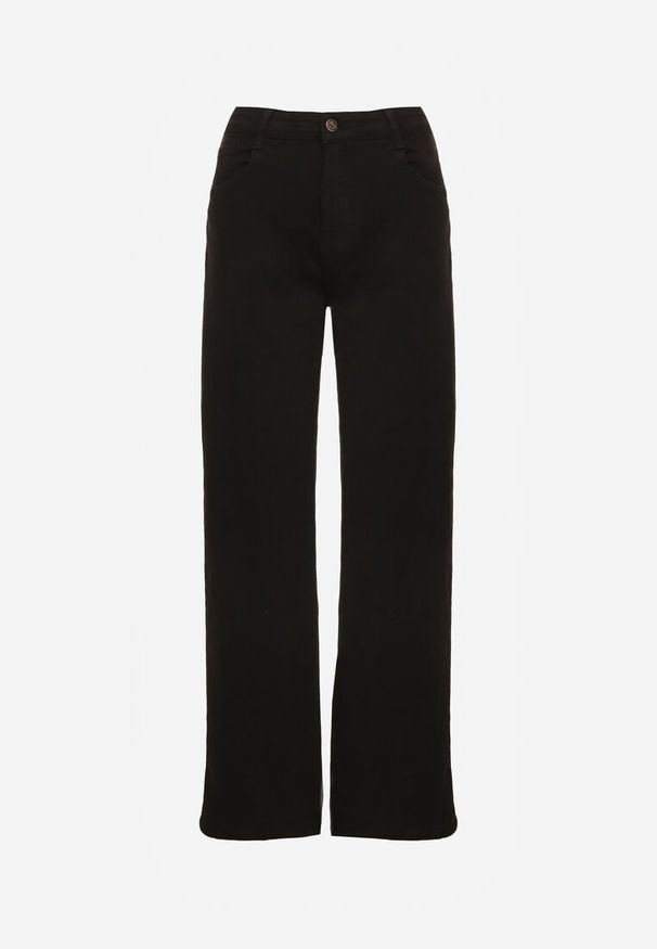 Renee - Czarne Bawełniane Jeansy High Waist z Szerokimi Nogawkami Leetie. Stan: podwyższony. Kolor: czarny