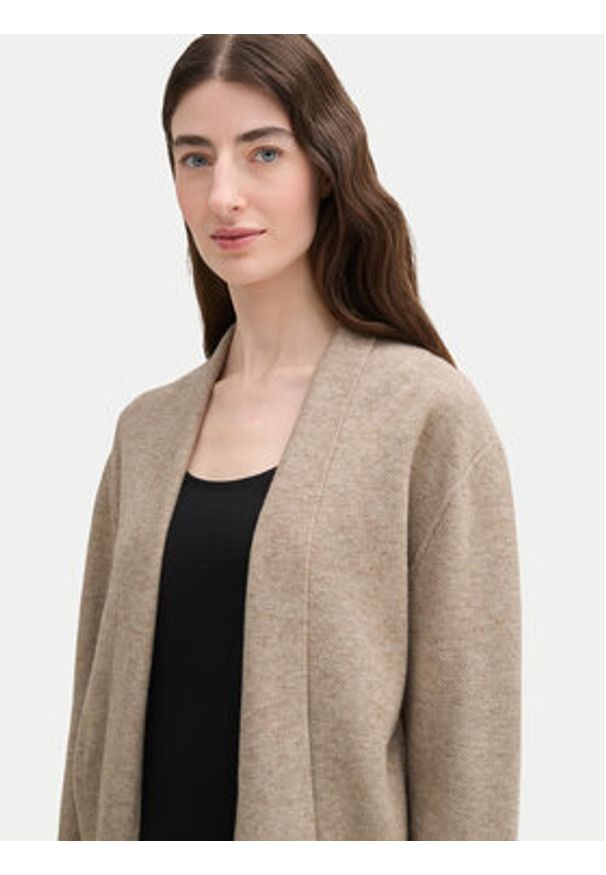 Tom Tailor Kardigan 1042994 Beżowy Regular Fit. Kolor: beżowy. Materiał: syntetyk
