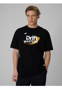 4f - 4F T-shirt loose z nadrukiem uniseks 4F x Drift Masters - czarny L. Okazja: na co dzień. Kolor: czarny. Materiał: bawełna, dzianina. Wzór: nadruk. Styl: street, casual, sportowy #2