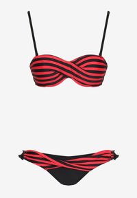Born2be - Czerwone Dwuczęściowe Bikini Stanik z Usztywnionymi Miseczkami Majtki Figi z Wiązaniem Inadia. Kolor: czerwony