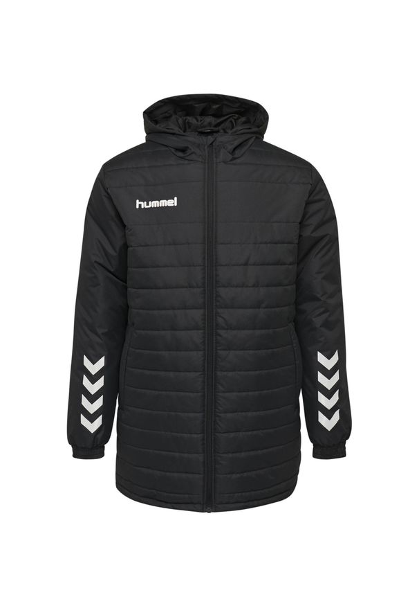Hummel - HUMMEL Kurtka z kapturem pikowana męska PROMO BENCH JACKET czarna. Typ kołnierza: kaptur. Kolor: czarny. Sport: piłka nożna