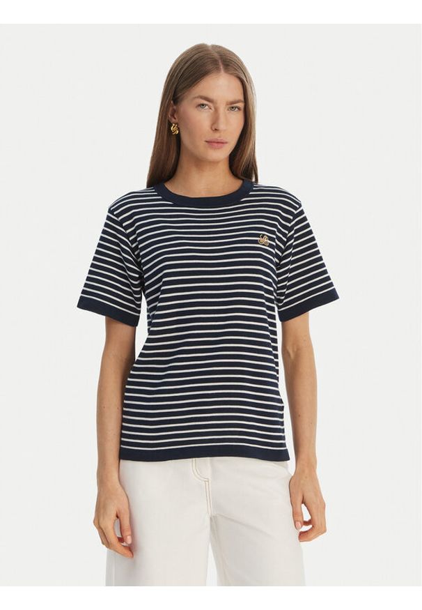 Luisa Spagnoli T-Shirt Cattolica 100402 Granatowy Regular Fit. Kolor: niebieski. Materiał: bawełna