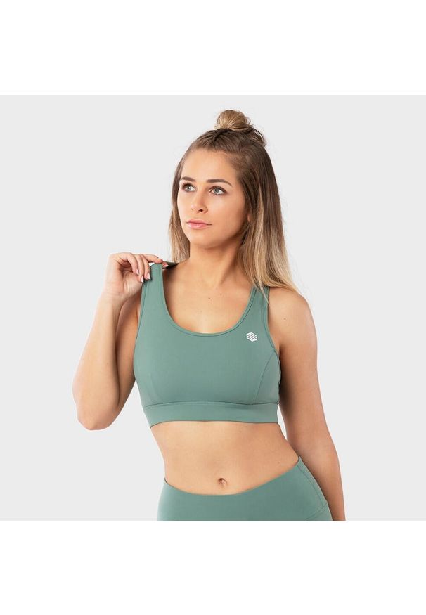 SIROKO - Stanik sportowy Fitness Siroko Ultra Fit. Kolor: zielony. Materiał: tkanina, nylon. Sport: fitness