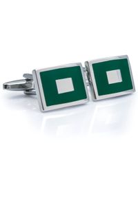 Modini - Zielono-srebrne spinki do mankietów N115. Kolor: srebrny, zielony, wielokolorowy #1