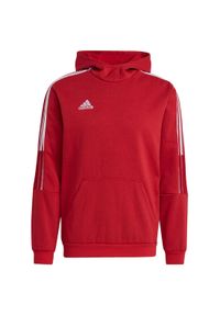 Adidas - Bluza piłkarska męska adidas Tiro 21 Sweat Hoody. Kolor: biały, wielokolorowy, czerwony. Materiał: bawełna, poliester. Sport: piłka nożna
