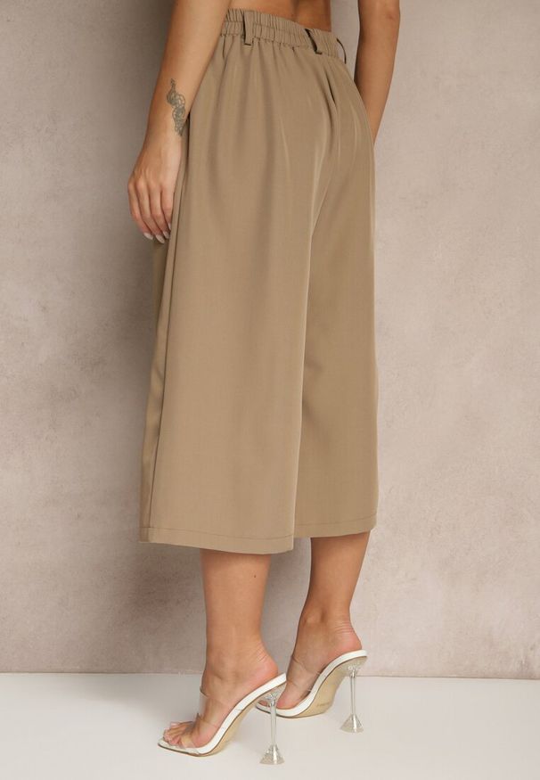 Renee - Brązowe Eleganckie Spodnie Typu Culottes Silunea. Okazja: na spotkanie biznesowe, do pracy, na co dzień. Kolor: brązowy. Styl: elegancki