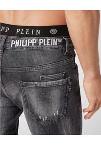 Philipp Plein - PHILIPP PLEIN - Ciemnoszare spodnie jeansowe Skinny Milan. Kolor: szary. Wzór: haft. Styl: klasyczny