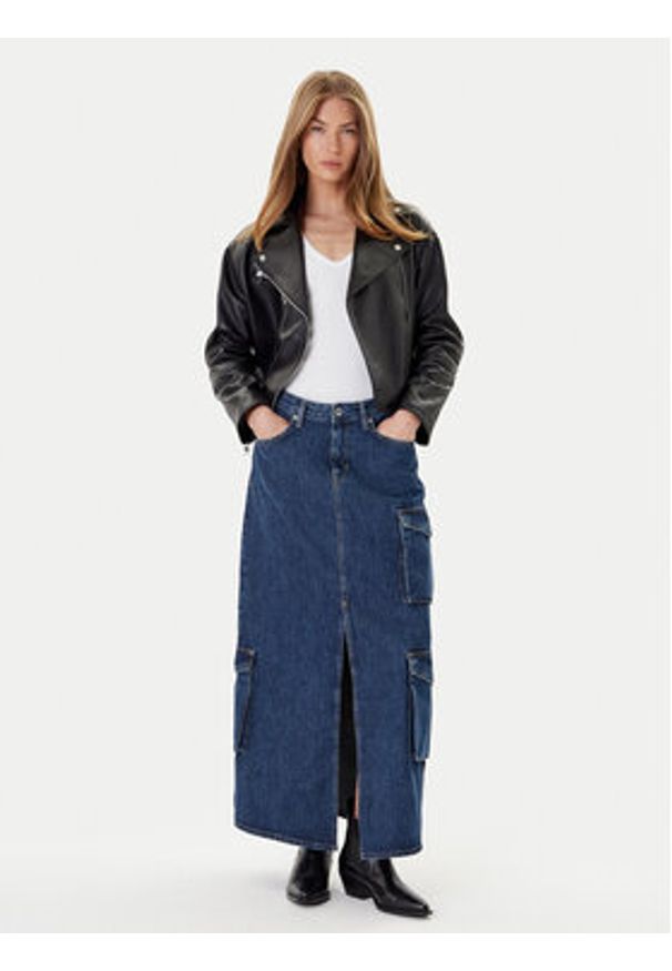 Karl Lagerfeld Jeans Spódnica jeansowa A3W12011 Niebieski Regular Fit. Kolor: niebieski. Materiał: bawełna