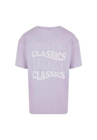 Urban Classics - Męska Koszulka Wavy Logo Heavyweight Oversized T-shirt. Kolor: czerwony, różowy, wielokolorowy