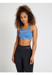 Damskie biustonosze sportowe Hummel TE Tola (x2). Kolor: czarny, niebieski, wielokolorowy. Materiał: jersey. Wzór: paski, jodełka. Sport: piłka nożna #2