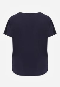 Renee - Granatowy T-shirt Basic Oversize z Bawełny Elusis. Okazja: na co dzień. Kolor: niebieski. Materiał: bawełna. Styl: casual, elegancki #3