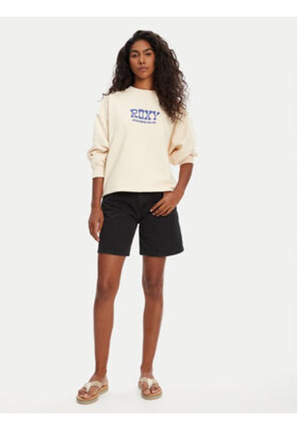 Roxy Bluza ERJFT04941 Beżowy Regular Fit. Kolor: beżowy. Materiał: bawełna