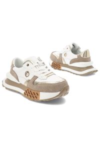 Biało-Beżowe Sneakersy Filippo Stylowe Obuwie Damskie Na Solidnej Podeszwie. Zapięcie: sznurówki. Kolor: biały. Materiał: materiał. Szerokość cholewki: normalna #4