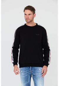 MOSCHINO Czarna męska bluza z lampasami, Rozmiar XL. Typ kołnierza: bez kaptura. Kolor: czarny #1