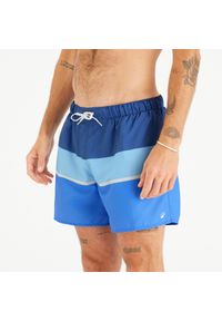OLAIAN - Spodenki surfingowe męskie Olaian 100 15" Strippy. Kolor: niebieski. Materiał: poliester, materiał. Długość: krótkie. Styl: sportowy