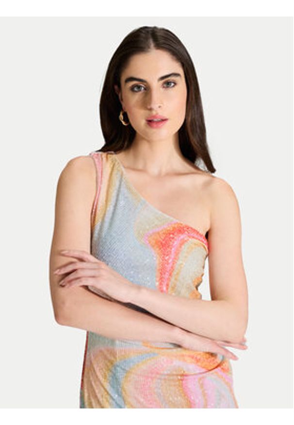 Swing Sukienka koktajlowa 5AI18800 Kolorowy Slim Fit. Materiał: syntetyk. Wzór: kolorowy. Styl: wizytowy