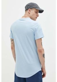 Hollister Co. t-shirt bawełniany kolor niebieski gładki. Kolor: niebieski. Materiał: bawełna. Długość rękawa: krótki rękaw. Długość: krótkie. Wzór: gładki. Styl: klasyczny #5