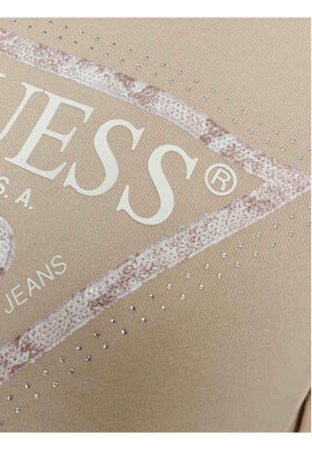 Guess Bluza W5RQ09 K8802 Beżowy Regular Fit. Kolor: beżowy. Materiał: bawełna