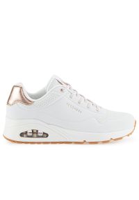 skechers - Buty Skechers Uno Shimmer Away 155196WHT - białe. Zapięcie: sznurówki. Kolor: biały. Materiał: guma, skóra, syntetyk. Szerokość cholewki: normalna. Model: Skechers Sport