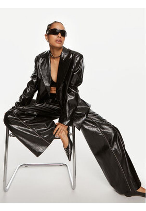 ROTATE Marynarka Nessie 112958100 Czarny Oversize. Kolor: czarny. Materiał: skóra