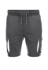 Ombre Clothing - Spodenki męskie z kieszeniami cargo - ciemnoszare V2. Kolor: szary. Materiał: dresówka, materiał, poliester, bawełna. Długość: krótkie #8