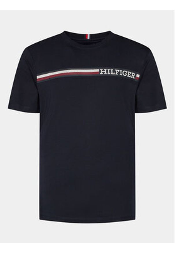 TOMMY HILFIGER - Tommy Hilfiger T-Shirt Monotype MW0MW33688 Granatowy Regular Fit. Kolor: niebieski. Materiał: bawełna