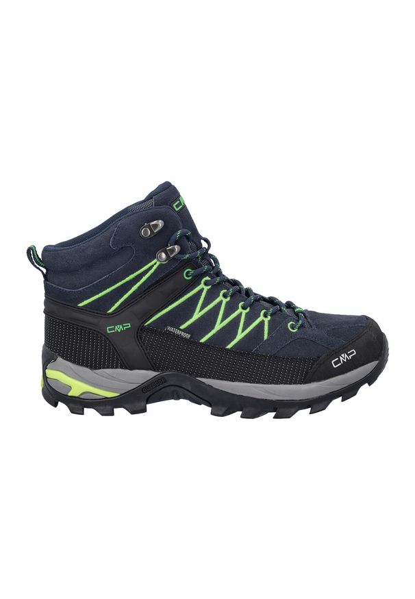 Buty trekkingowe męskie CMP Rigel Mid Trekking. Wysokość cholewki: za kostkę. Zapięcie: sznurówki. Kolor: wielokolorowy, niebieski, zielony, czarny. Materiał: materiał, zamsz, syntetyk, tkanina, skóra. Szerokość cholewki: normalna. Sport: turystyka piesza