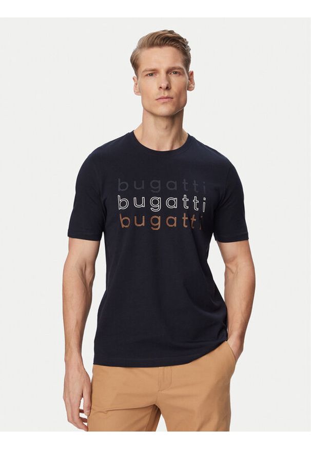Bugatti T-Shirt 8350-15042E Granatowy Regular Fit. Kolor: niebieski. Materiał: bawełna
