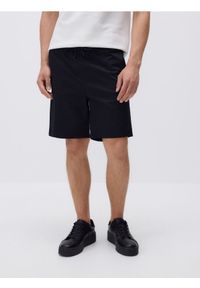 Reserved - Szorty jogger - czarny. Kolor: czarny. Materiał: bawełna, tkanina