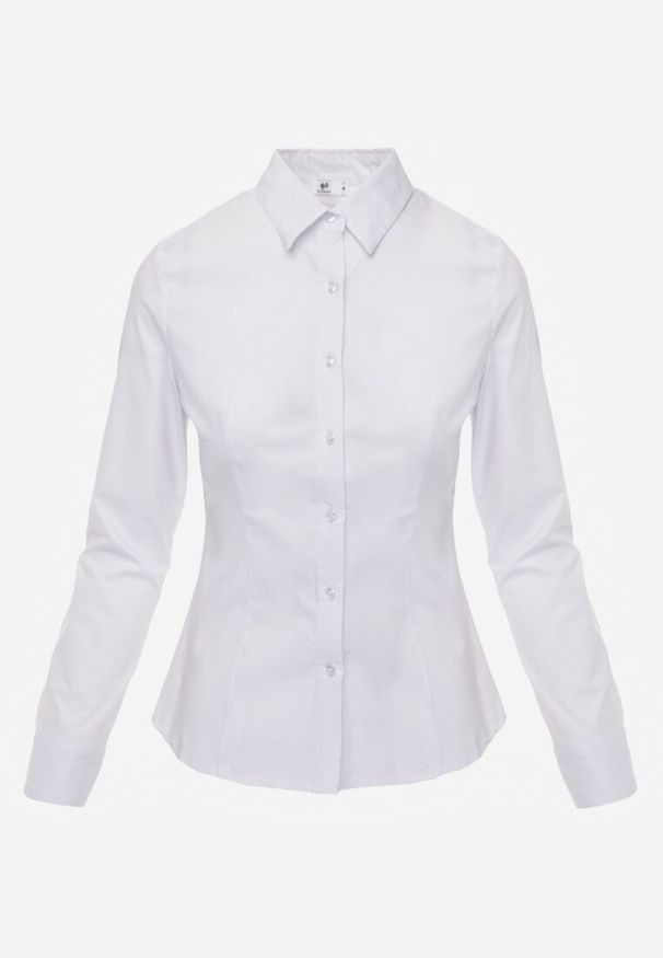 Renee - Biała Klasyczna Koszula Zapinana na Guziki Vikria. Okazja: na co dzień, na randkę. Kolor: biały. Materiał: jeans. Długość rękawa: długi rękaw. Długość: długie. Wzór: aplikacja. Styl: klasyczny