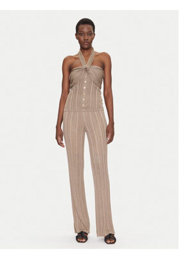 Marciano Guess Top 5GGR16 5811Z Beżowy Slim Fit. Kolor: beżowy. Materiał: syntetyk