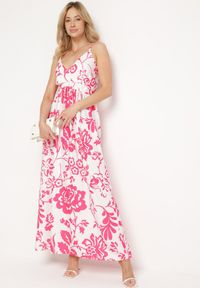 Born2be - Fuksjowa Sukienka na Regulowanych Ramiączkach z Gumkami na Plecach Ściągana Troczkiem Harnela. Okazja: na co dzień. Kolor: różowy. Długość rękawa: na ramiączkach. Typ sukienki: proste. Styl: elegancki, casual, klasyczny #7