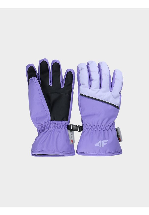 4f - 4F Rękawiczki narciarskie dziecięce - fioletowe XL. Kolor: fioletowy. Materiał: dzianina, syntetyk, materiał, tkanina. Technologia: Thinsulate. Sezon: zima. Sport: narciarstwo