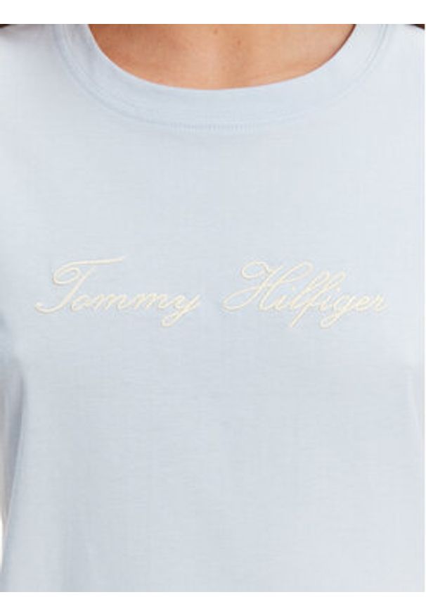 TOMMY HILFIGER - Tommy Hilfiger T-Shirt Script WW0WW45746 Błękitny Regular Fit. Kolor: niebieski. Materiał: bawełna
