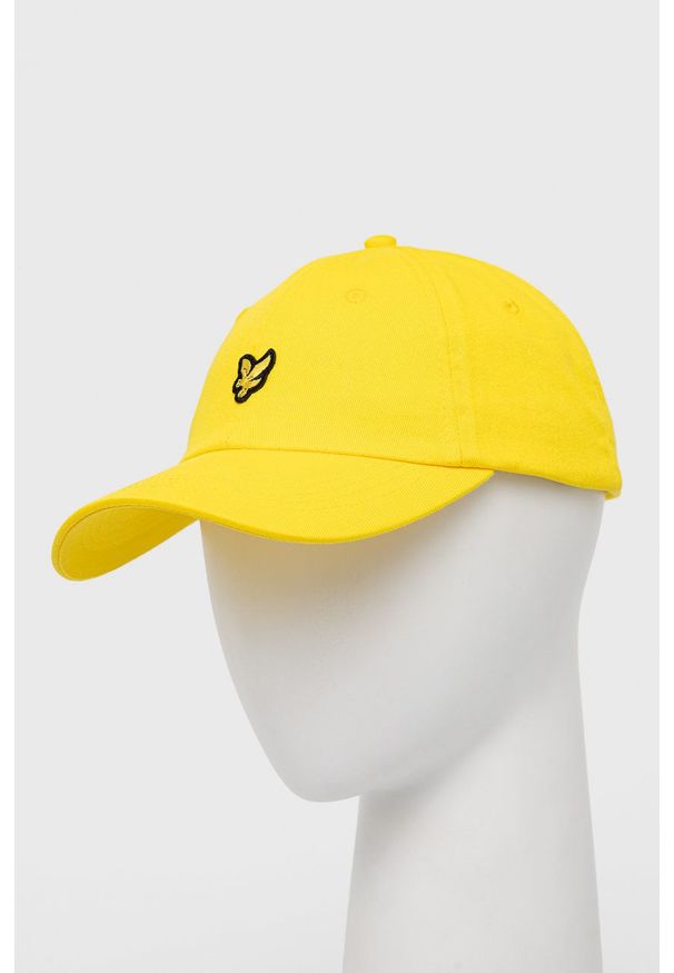 Lyle & Scott czapka bawełniana kolor żółty gładka. Kolor: żółty. Materiał: bawełna. Wzór: gładki