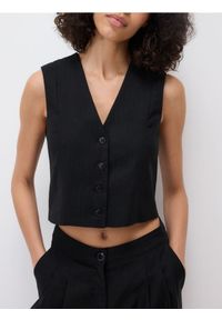 Reserved - Garniturowa kamizelka - czarny. Kolor: czarny. Materiał: wiskoza, tkanina, len. Wzór: gładki #1