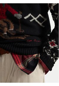 Polo Ralph Lauren Sweter 710982259001 Czarny Regular Fit. Typ kołnierza: polo. Kolor: czarny. Materiał: wełna #6