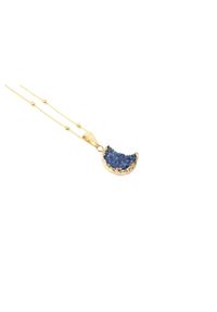 Brazi Druse Jewelry - Naszyjnik Agat Księżyc Niebieski złocony. Materiał: srebrne, z mosiądzu, złote, pozłacane. Kolor: niebieski. Kamień szlachetny: agat