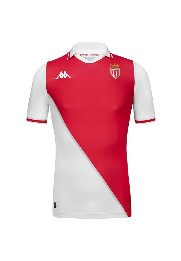 Kappa - Koszulka domowa AS Monaco Kombat Pro 2024/25. Kolor: wielokolorowy, biały, czerwony. Sport: piłka nożna