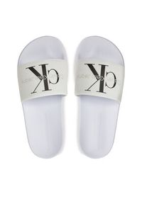 Calvin Klein Jeans Klapki Slide Monogram Co YW0YW00103 Biały. Kolor: biały