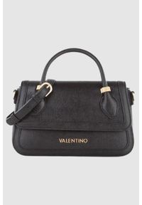 Valentino by Mario Valentino - VALENTINO Czarna torebka Montmartr Satchel. Kolor: czarny. Wzór: paski