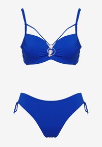 Born2be - Niebieskie Bikini Biustonosz z Aplikacją i Majtki Figi ze Ściągaczami Ulosella. Kolor: niebieski. Wzór: aplikacja #5
